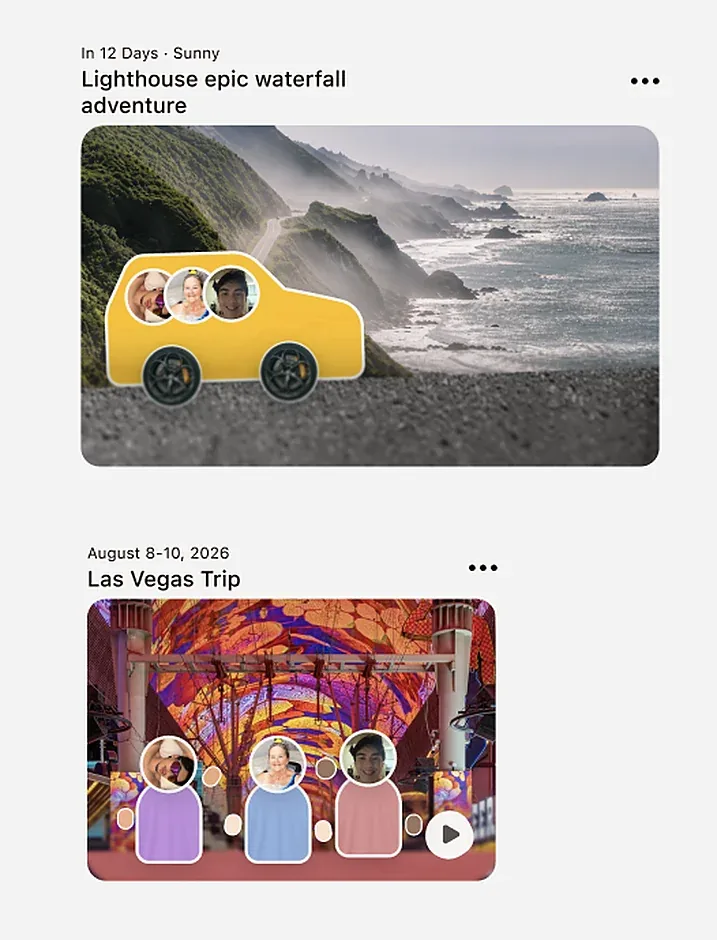 The collage direction shown in the trip feed before it was pulled back.