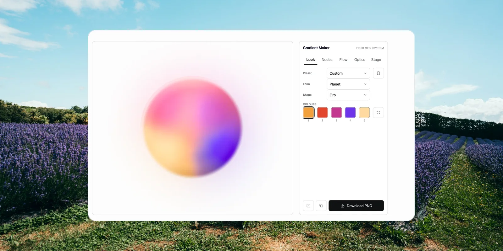 A soft orb of coloured light beside the control panel that shapes it.