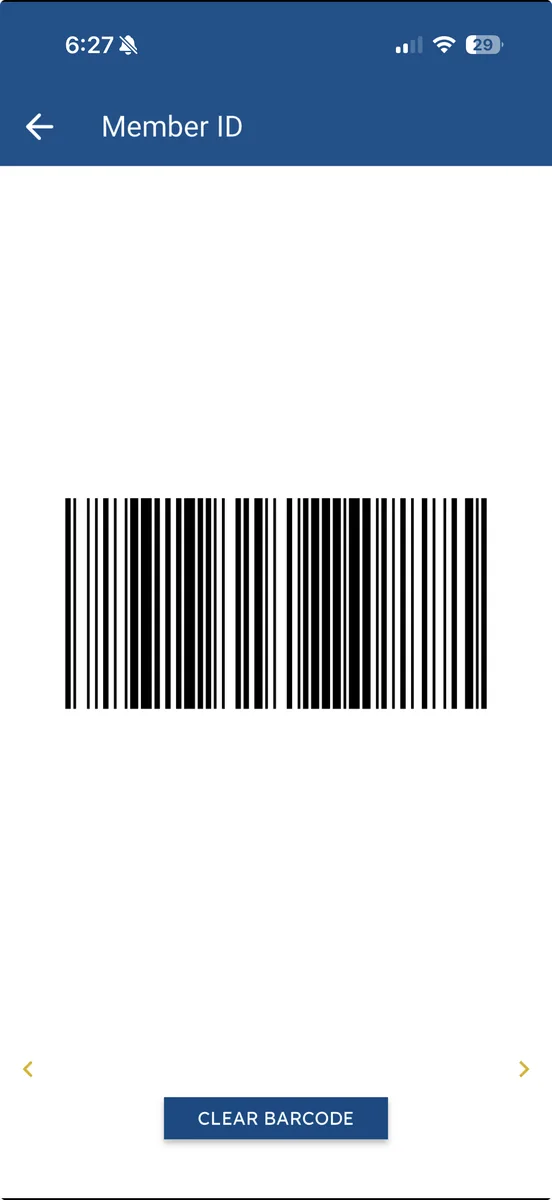 Before: the Member ID barcode screen, reached only after a login.