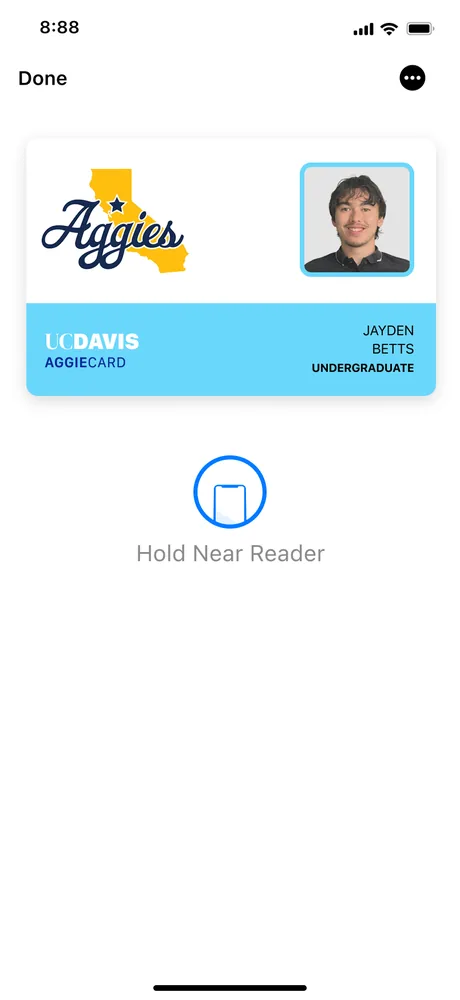 After: the Member ID in Apple Wallet, held near the reader.