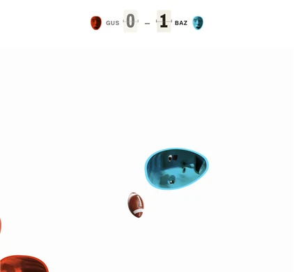 Frame 4 of 9: the referee is gone; the ball falls through an empty pitch.